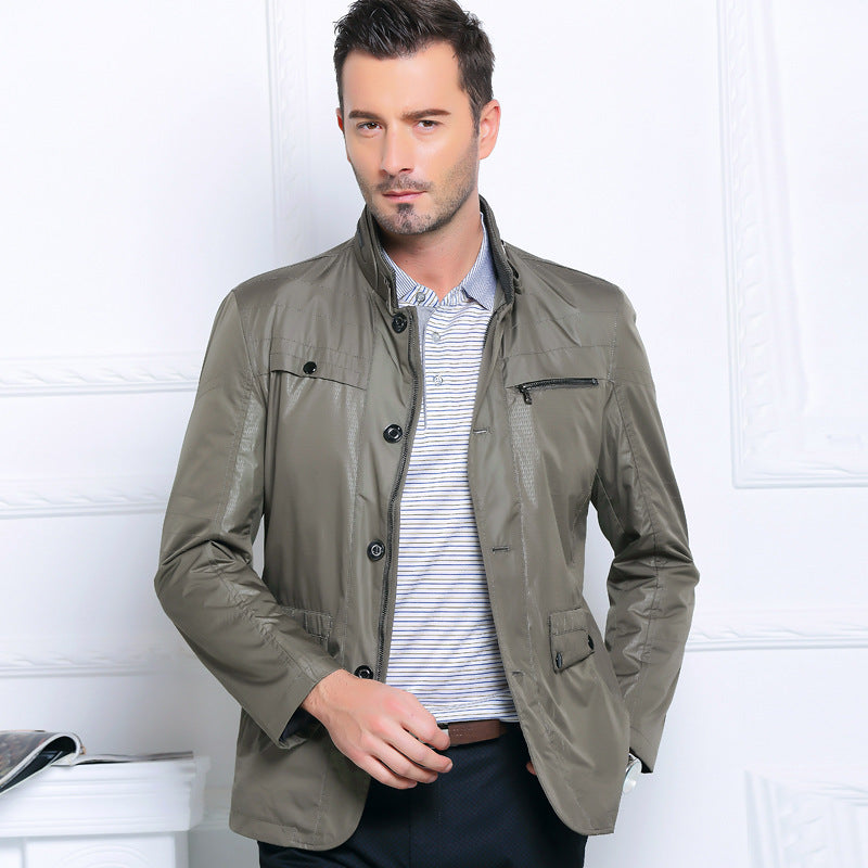 Herren Leichte Fieldjacke im City-Utility-Stil mit Stehkragen Drune