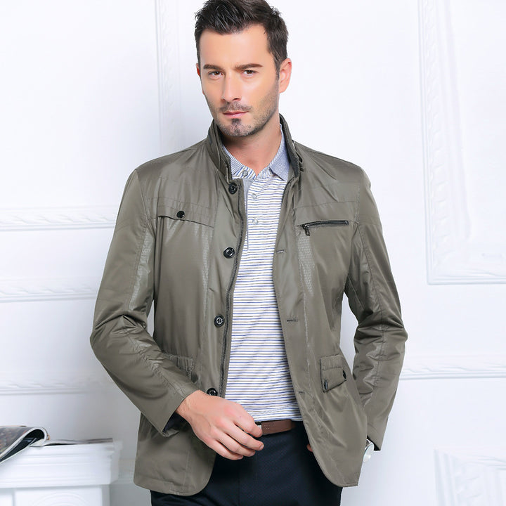 Herren Leichte Fieldjacke im City-Utility-Stil mit Stehkragen Drune
