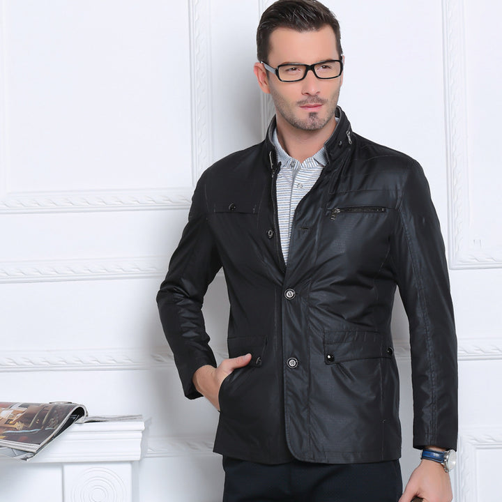 Herren Leichte Fieldjacke im City-Utility-Stil mit Stehkragen Drune