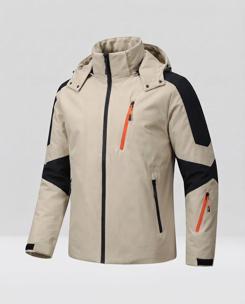 Herren technische Winterjacke mit hohem Kragen, wind- und wasserabweisender Shell und Kontrast-Reißverschlüssen Drune