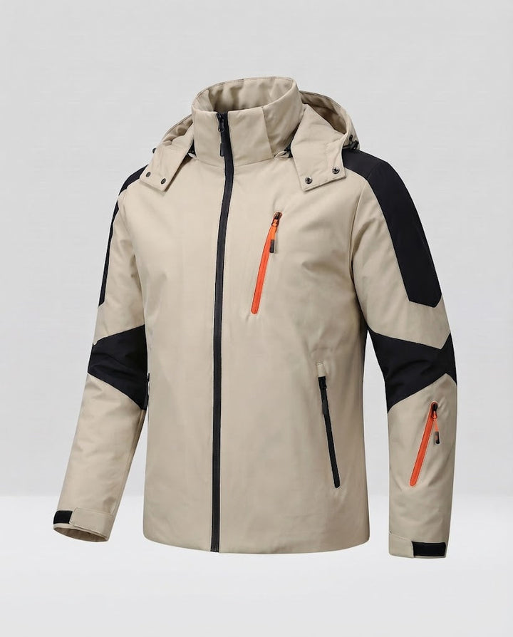 Herren technische Winterjacke mit hohem Kragen, wind- und wasserabweisender Shell und Kontrast-Reißverschlüssen Drune