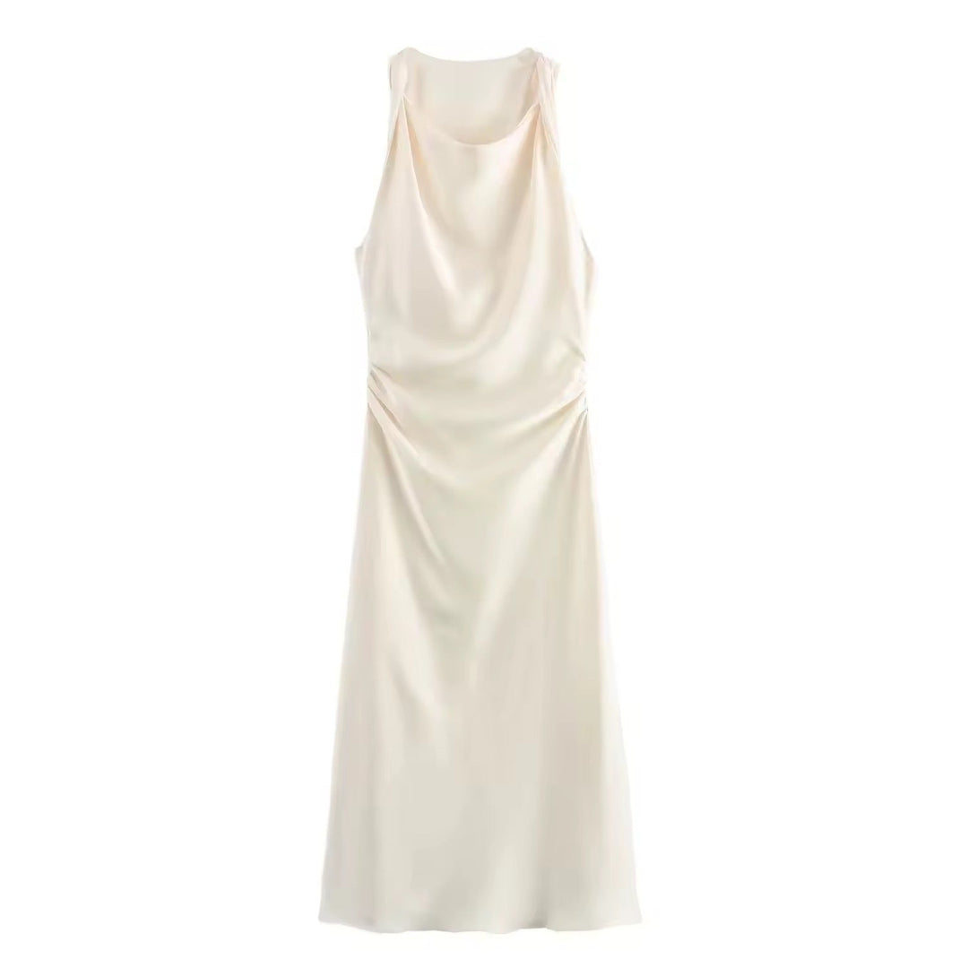 Drune | Satin Maxikleid Elegante Drapierung