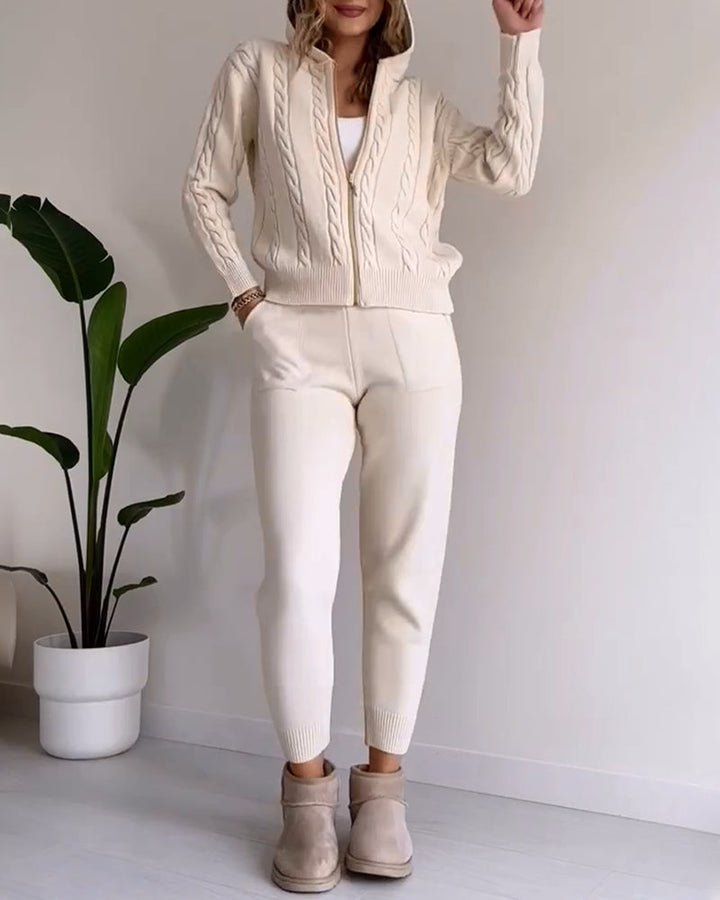 Drune | Casual jacquard cardigan set with twist design