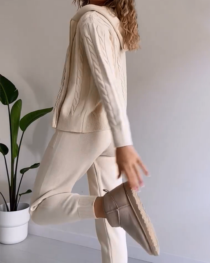 Drune | Jacquard-Strickjacken-Set mit Twist-Design