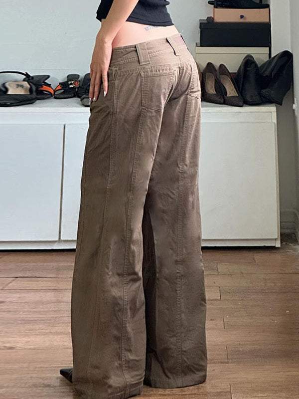 Drune | Amerikanische Retro Low Waist Split Schlaghose