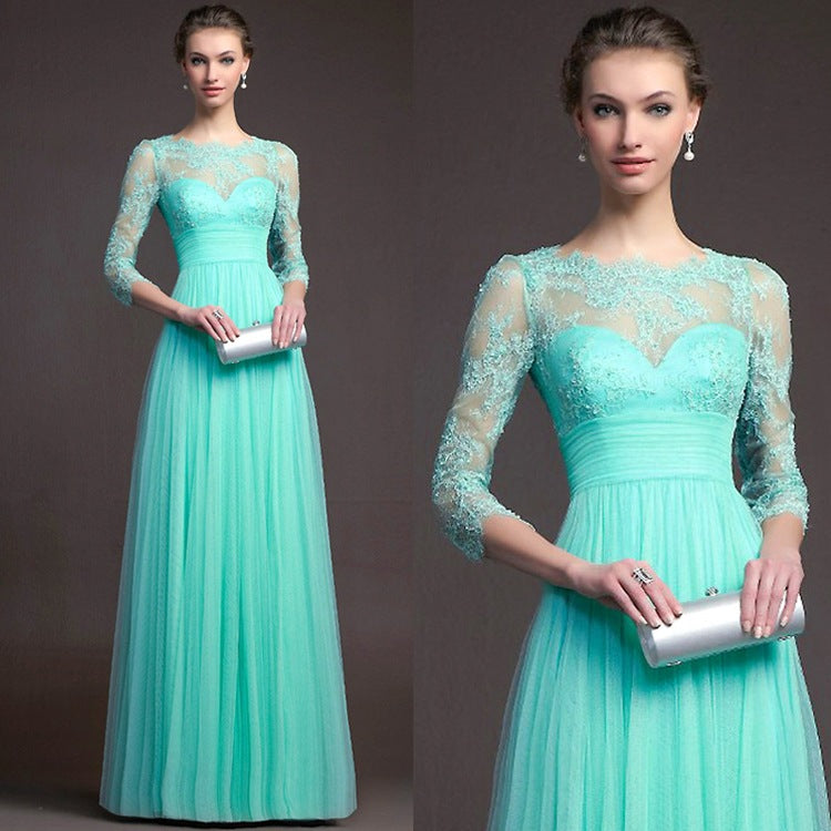 Damen Elegantes Abendkleid mit transparenter Spitze und schickem Rock Drune