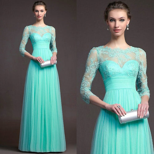 Damen Elegantes Abendkleid mit transparenter Spitze und schickem Rock Drune