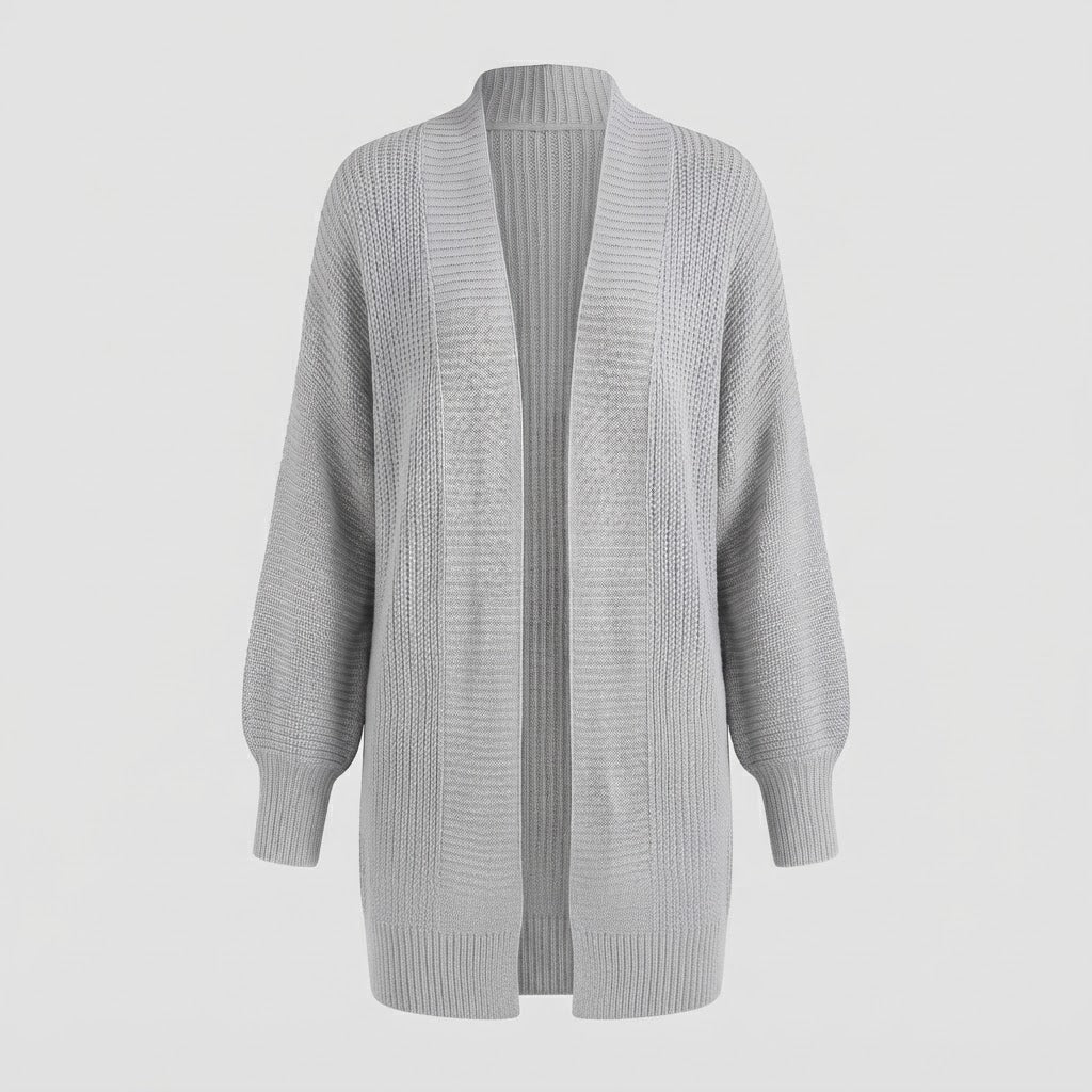 Damen Longline Strickcardigan mit offener Front und breitem Schalkragen Drune