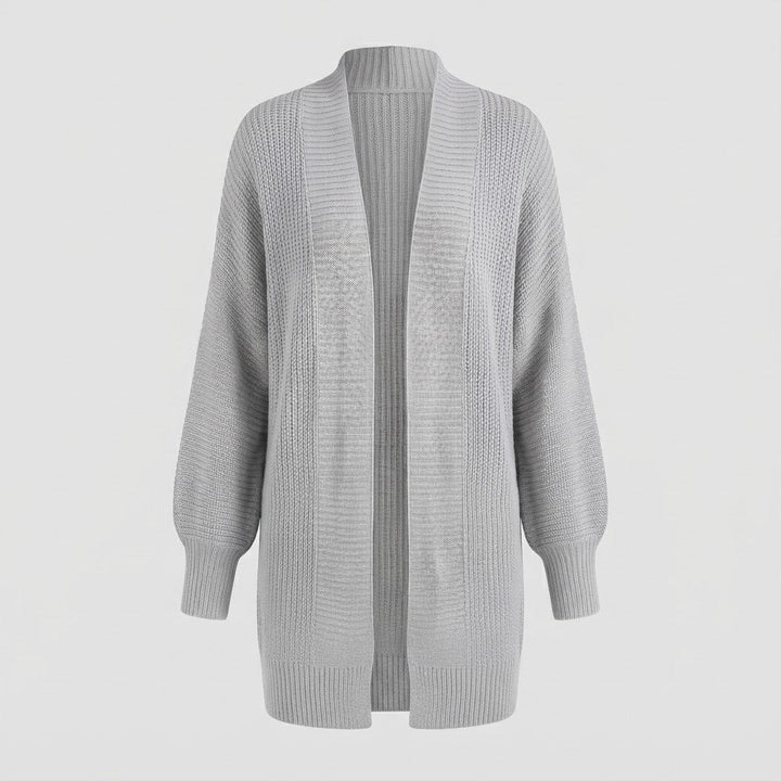 Damen Longline Strickcardigan mit offener Front und breitem Schalkragen Drune