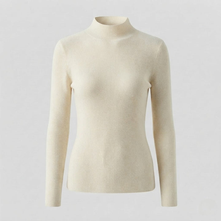 Damen Eleganter Slim-Fit Rollkragenpullover aus flauschigem Angora-Mix mit feiner Rippstruktur Drune