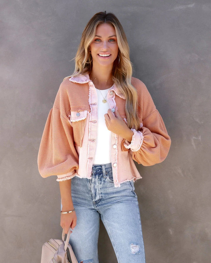 Drune | Distressed Patchwork-Jacke mit Glockenärmeln