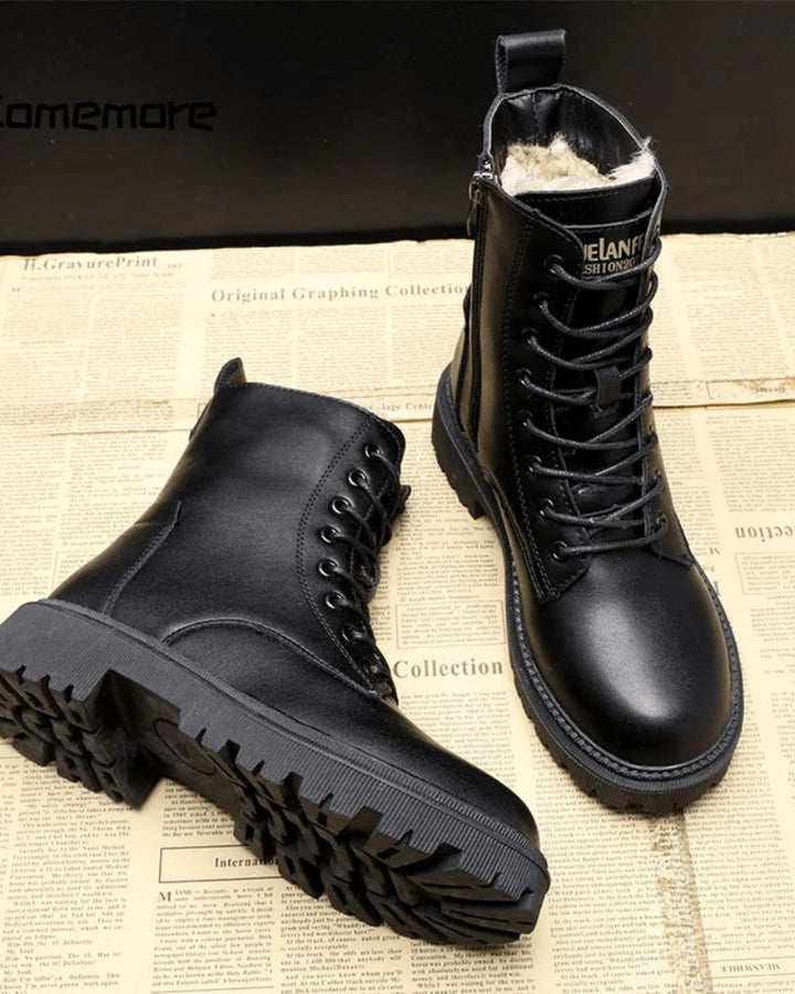 Drune | Schwarze Leder Winterstiefel