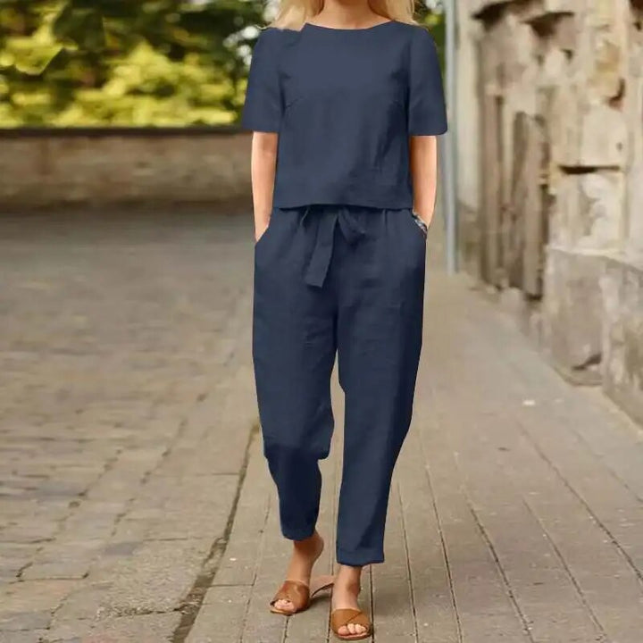 Drune | Elegantes und Bequemes Zweiteiliges Leinen Satz für Damen