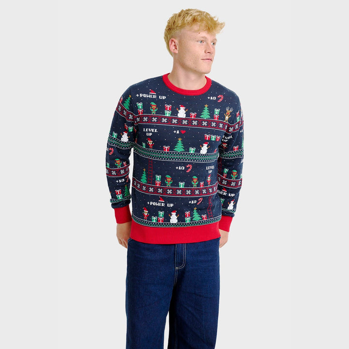 Drune | Vintage Gaming Weihnachts-Pullover - Herren