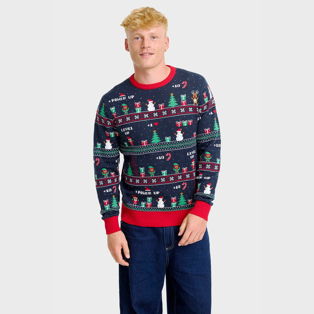 Drune | Vintage Gaming Weihnachts-Pullover - Herren
