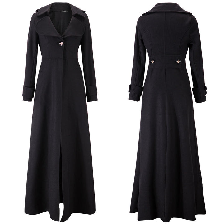 Damen eleganter Maxikleid-Mantel mit tailliertem Schnitt und hochwertiger Verarbeitung Drune
