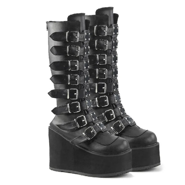 Drune | Zip Up Chunky High Heel Stiefel