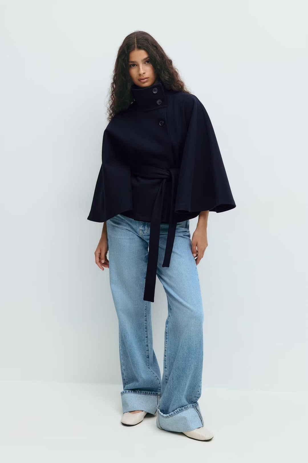 Drune | Hoher Kragen Gürtelmantel Elegante Minimalistische Oberbekleidung