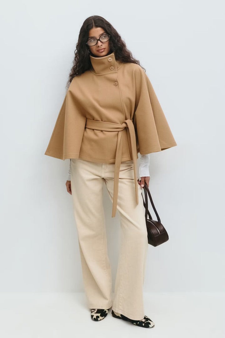 Drune | Hoher Kragen Gürtelmantel Elegante Minimalistische Oberbekleidung