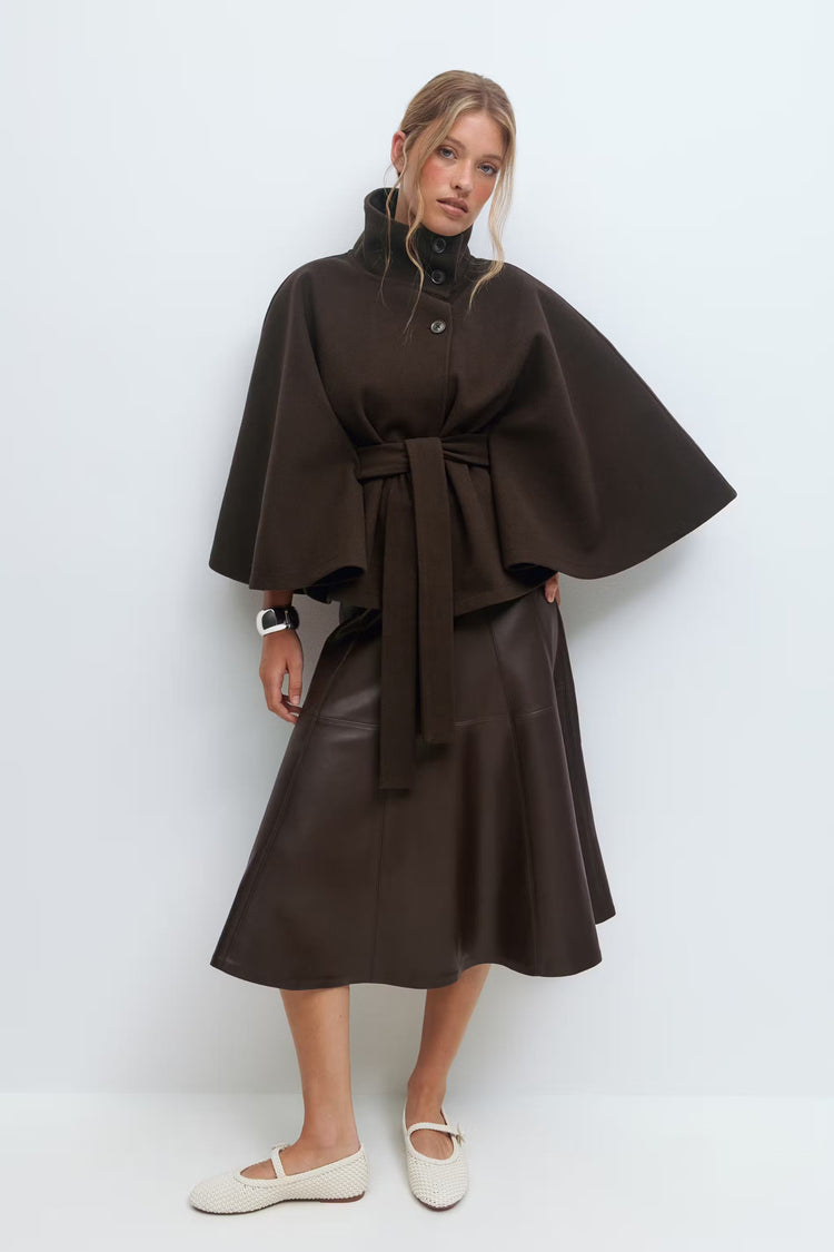 Drune | Hoher Kragen Gürtelmantel Elegante Minimalistische Oberbekleidung