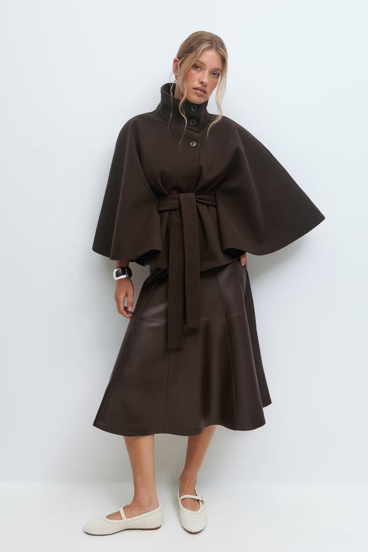 Drune | Hoher Kragen Gürtelmantel Elegante Minimalistische Oberbekleidung