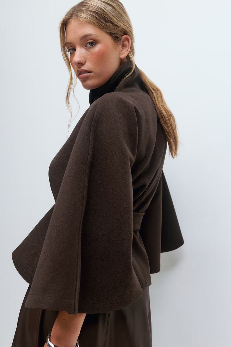 Drune | Hoher Kragen Gürtelmantel Elegante Minimalistische Oberbekleidung