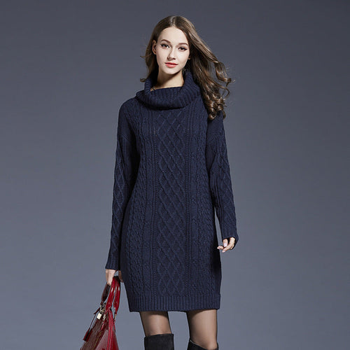 Drune | Hochhals Lange Strickkleid