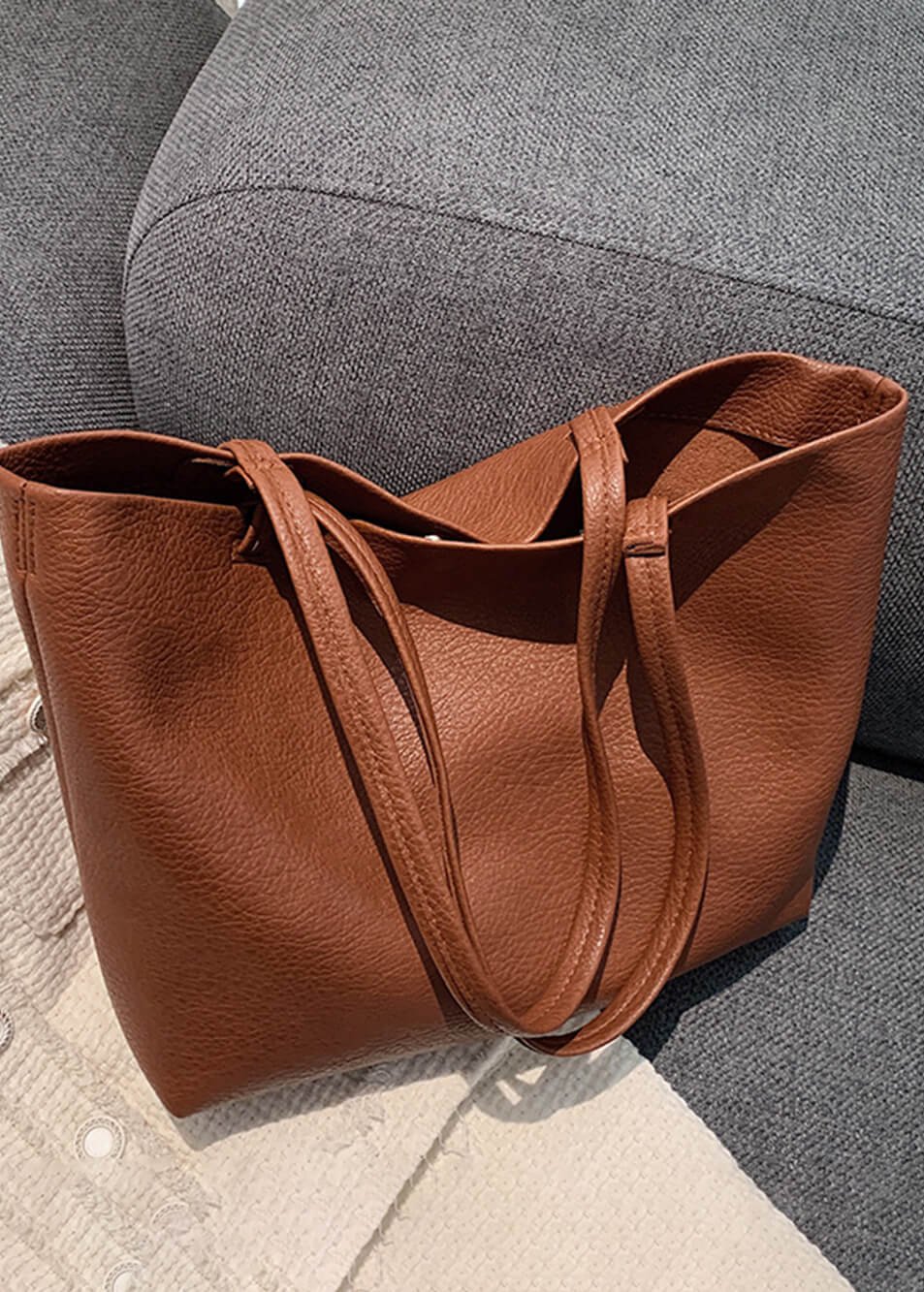 Drune | Geräumige Damen Schultertasche Aus Weichem Leder
