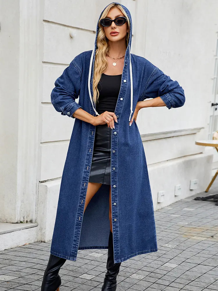 Drune | Damen Langer Denim-Trenchcoat