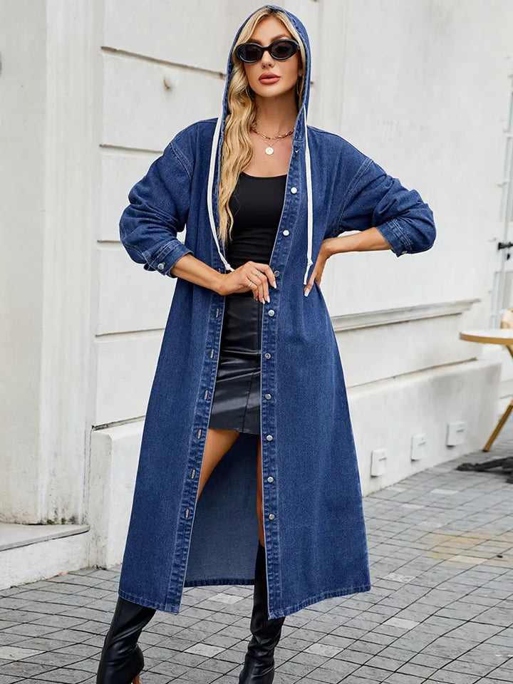 Drune | Damen Langer Denim-Trenchcoat