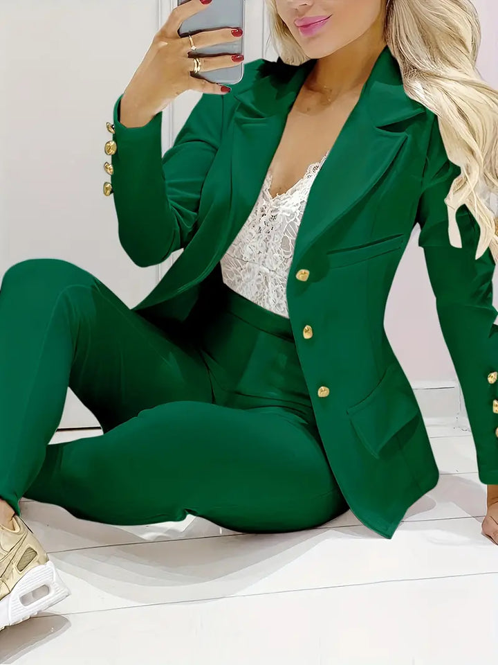 Drune | Schlichter, Eleganter, Doppelreihiger Blazer Und Slim Fit Hose