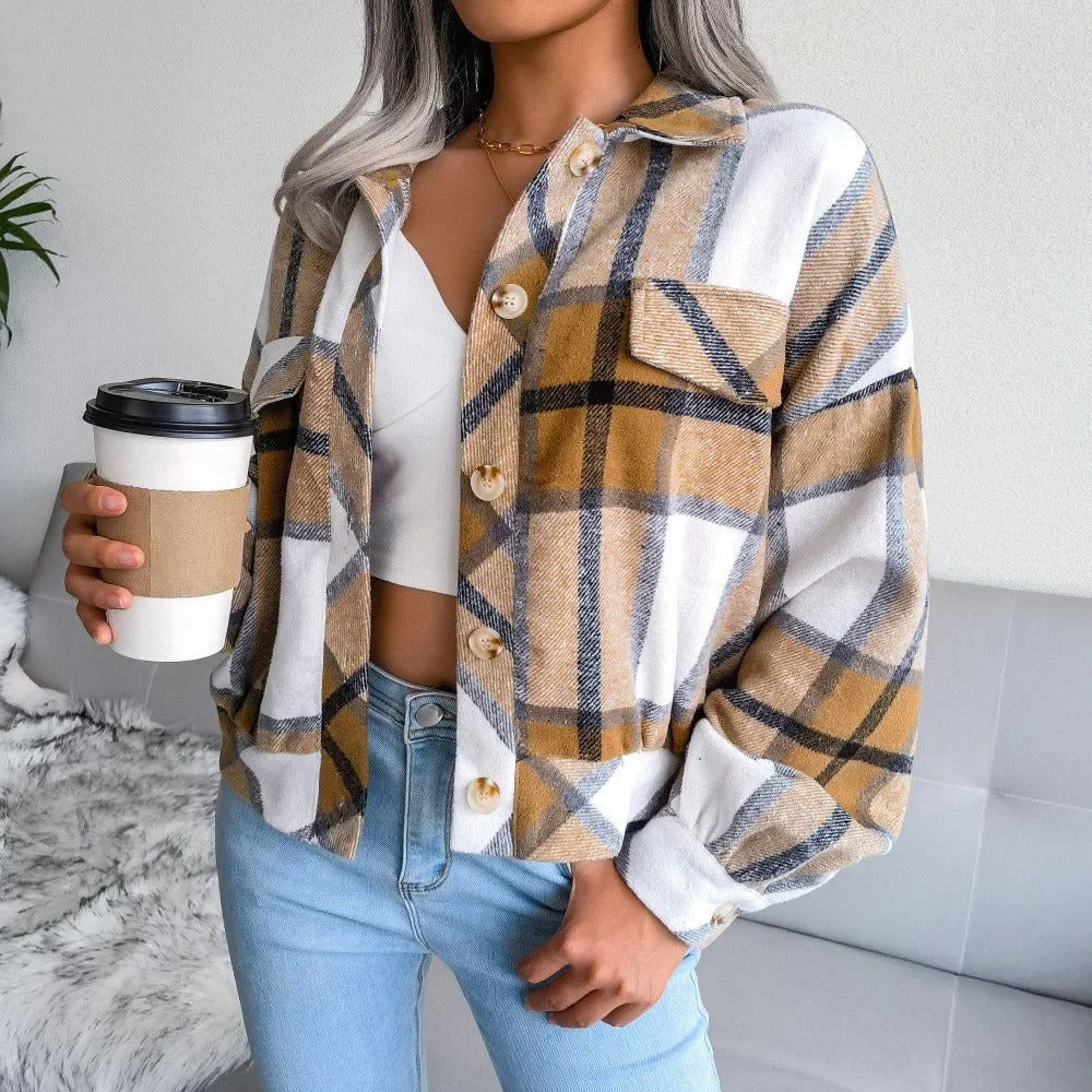 Drune | Damen Sommerjacke mit Kariertem Muster, Schick und Bequem