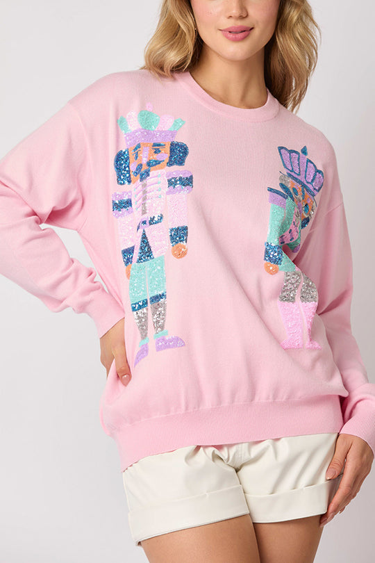 Drune | Weihnachtssoldat Pailletten Mode Lässiger Sweatshirt