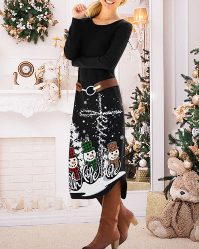 Drune | Einfacher Stil Weihnachtsdruck Kleid