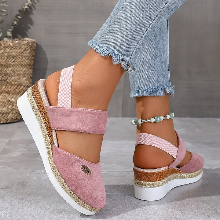 Drune | Damen Sandalen Auf Plattform: Rutschfest, Geschlossene Zehe, Elastischer Riemen