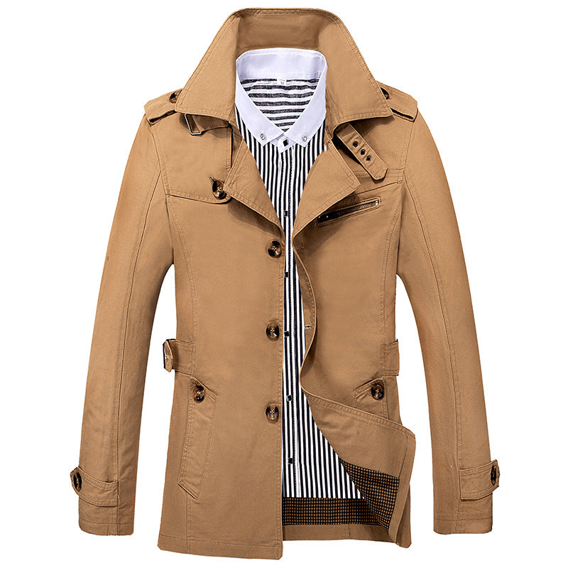 Herren Eleganter Field‑Trench mit tailliertem Schnitt, Schulterklappen und verstellbaren Manschetten Drune