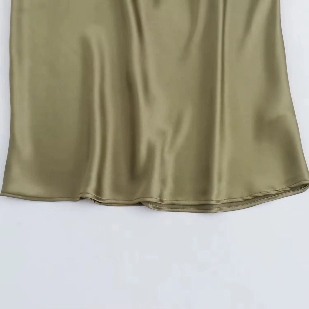 Drune | Satin Maxikleid Elegante Drapierung