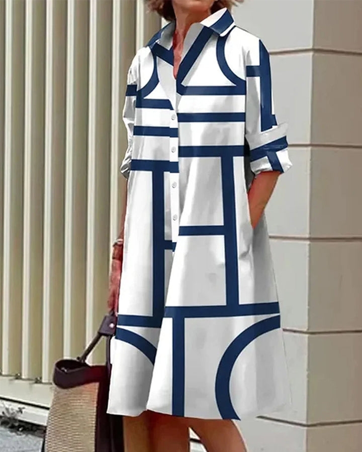 Drune | Kleid mit Taschen und Geometrischem Aufdruck