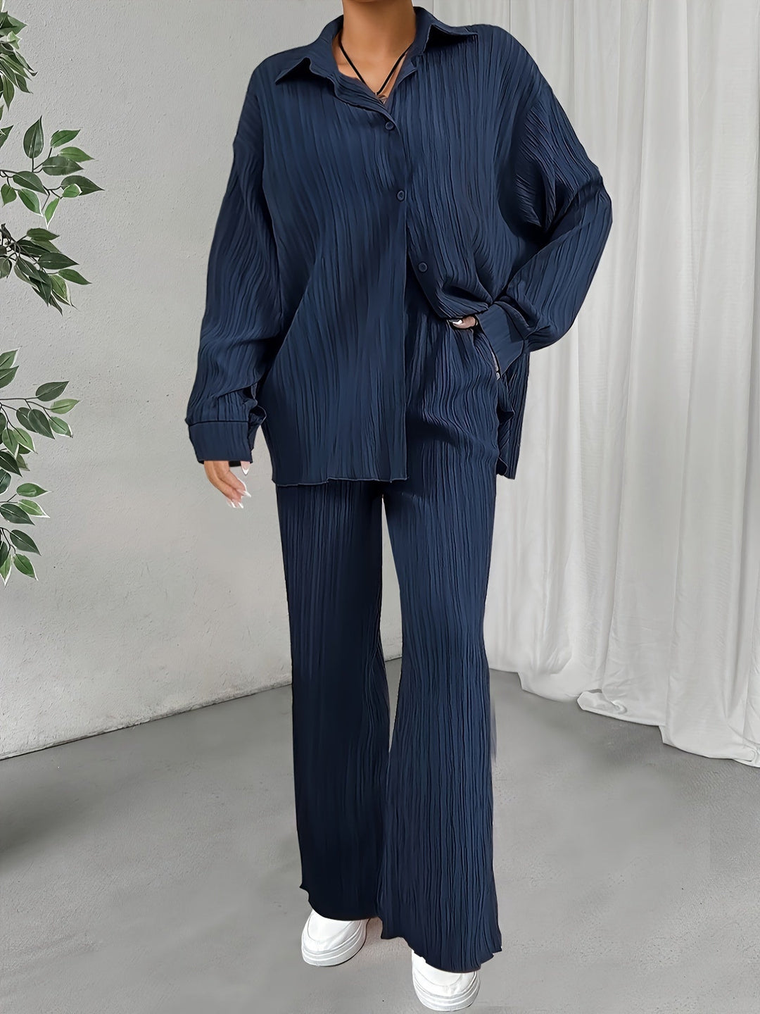 Drune | Mit Knöpfen & Hosen Mit Elastischem Bund Outfit Set Für Damen - Ideal für Herbst/Winter