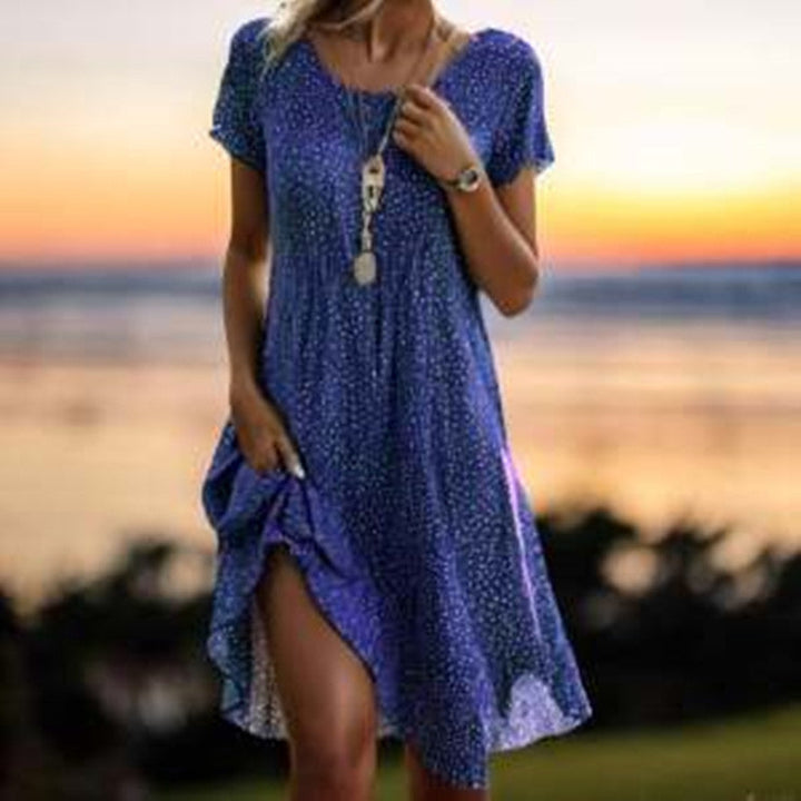 Drune | Kurzärmeliges Grünes Minikleid Mit Punkten