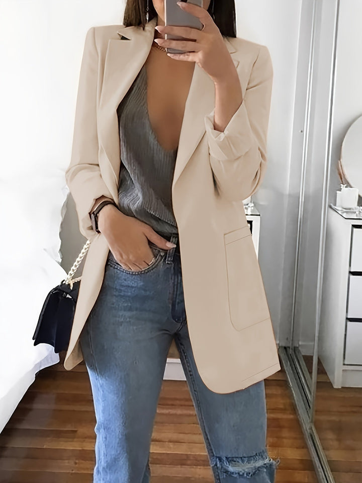 Drune | Eleganter Business-Einfarbiger Lange Blazer mit Reversideal für alle Jahreszeiten