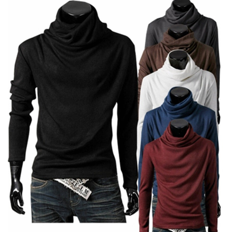 Herren Slim-Fit Langarmshirt mit großzügigem Schlauchkragen und figurbetonter Silhouette Drune
