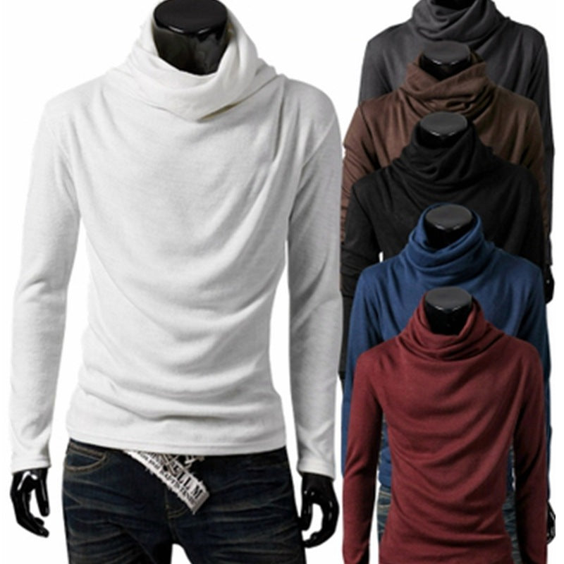 Herren Slim-Fit Langarmshirt mit großzügigem Schlauchkragen und figurbetonter Silhouette Drune
