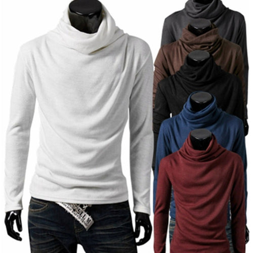Herren Slim-Fit Langarmshirt mit großzügigem Schlauchkragen und figurbetonter Silhouette Drune