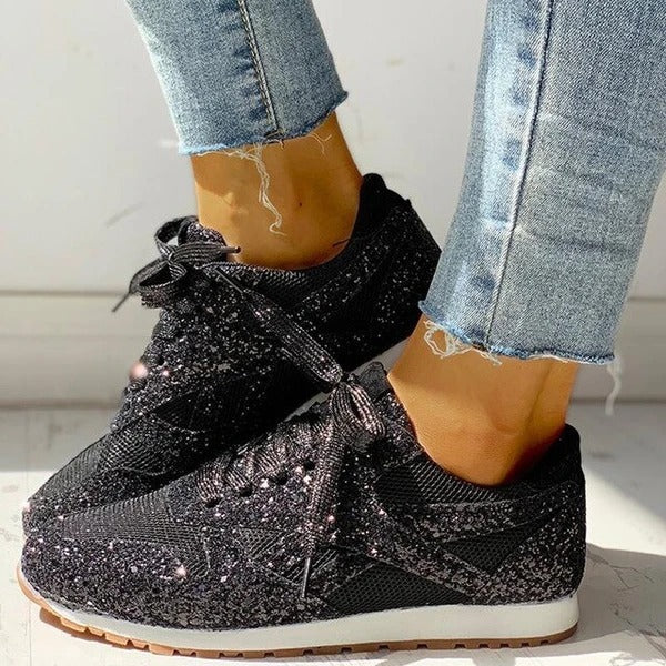 Drune | Trendy Damen Glitter Sneakers