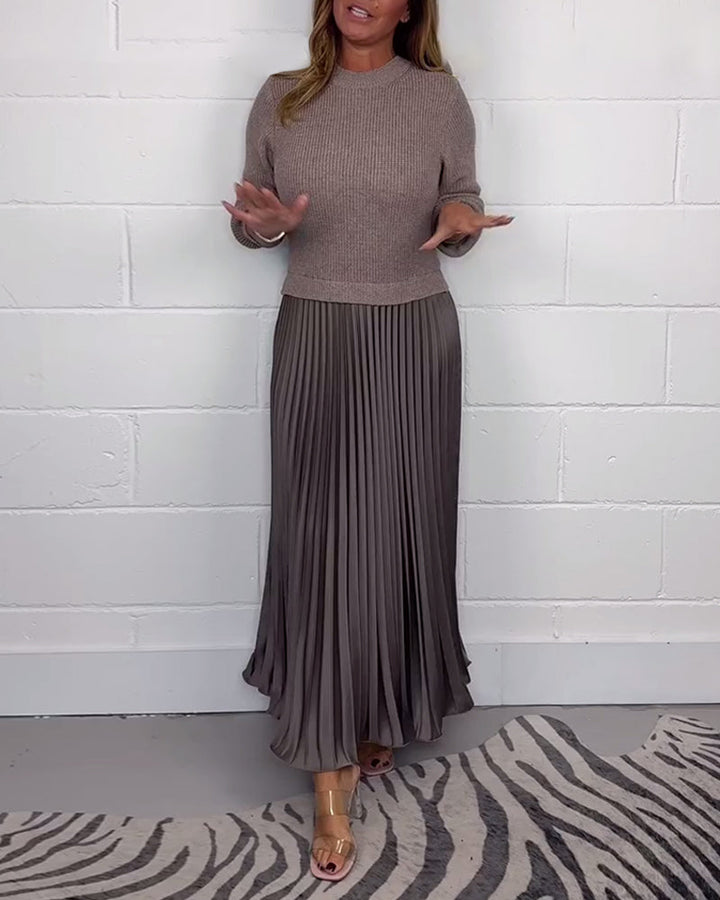 Drune | Lässiges Kontrastfarbenes Kleid mit Patchwork und Plissee