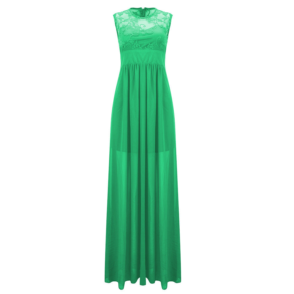 Damen Abendkleid mit floraler Spitze und schwingendem Rock Drune