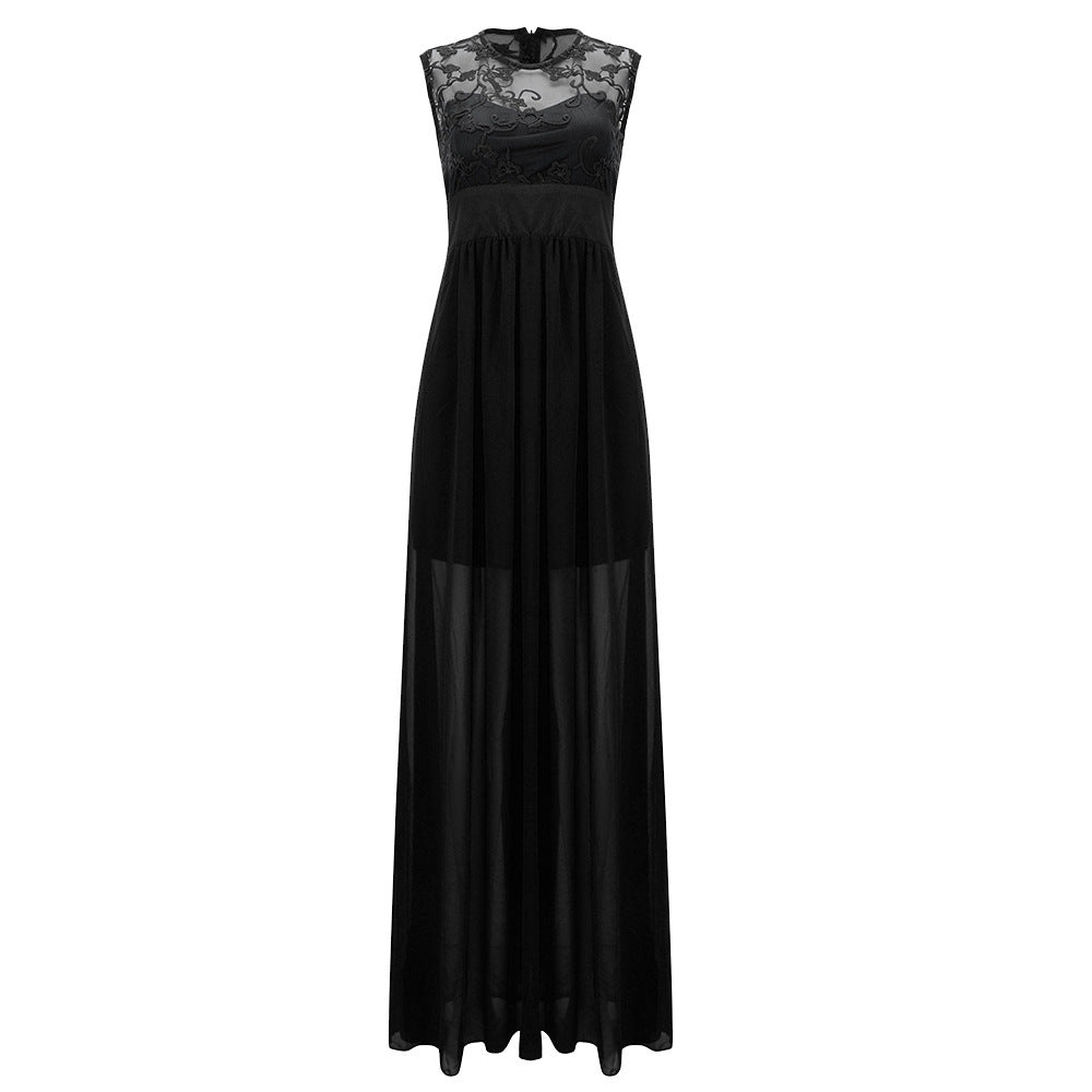 Damen Abendkleid mit floraler Spitze und schwingendem Rock Drune