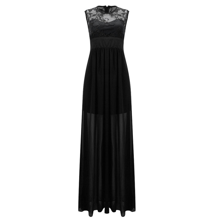 Damen Abendkleid mit floraler Spitze und schwingendem Rock Drune