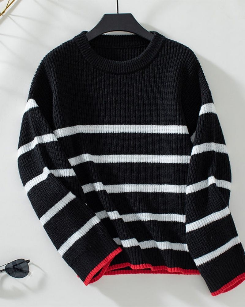 Drune | Klassischer Gestrickter Pullover mit Gestreiftem Muster